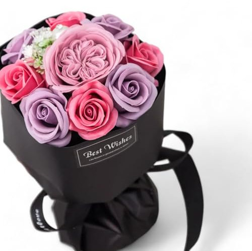 Générique Bouquet de Roses de la Saint-Valentin, Fleurs de Savon, Bouquet de Mariage Rose pour Mariage Fête Anniversaire Amis Amoureux