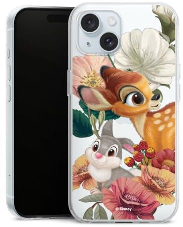 Silikon Hülle kompatibel mit Apple iPhone 15 Case transparent Handyhülle Bambi Klopfer Disney