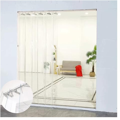SYFXZZDS Transparent Weich PVC Türvorhang PVC-Lamellenvorhang Falt-Schiebe Vorhang für Außentüren für Veranda, Pergola, Schuppen, Schuppen (Color : Clear, Size : 60x200cm/23.62x78.74in)