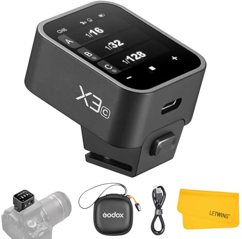 Godox X3C X3-C TTL Flash Trigger Compatiable for Canon Camera, 2.4G Wireless Touchscreen Support TTL Auto/Manual/Multi Flash X3 Transmitter (X2T-C XPro-C XProII-C Upgraded Version)