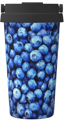 FUkker Tazza da caffè isolata, tazza da viaggio da 500 ml Tazza da caffè tumbler isolata in acciaio inossidabile,Mirtillo