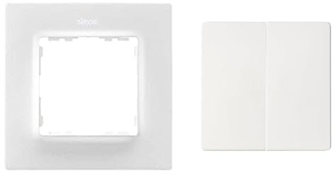 Lote de marco y tecla para doble conmutador en acabado blanco mate Simon 82 Concept