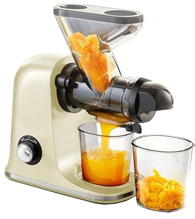 Low Speed Juicer,Masticating Juicers,Quiet Motor Juicer,Juicer Machines Vegetable And Fruit,Antique Spiral Extrusion,One Click Disassembly And Assembly,for Kitchens Beverage Shops(Color:Yellow)