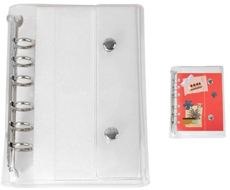 6 Ring Binder Cover A6/A7 | 6-Ring Klarsicht PVC Notizbuch Einlegeblatt Ordnerhülle,Ablageordner Für Journal Büro Schule Fotokarte Ticket Foto Kinder Erwachsene