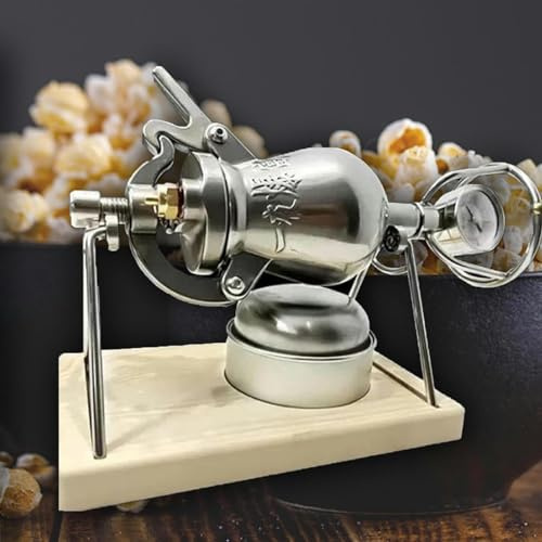 Vintage Popcorn Machine, Mini Stainless Steel Professional Roasting Popcorn Machine with Manual Crank, for Family Gathering Party Fun Mini Hand Popcorn