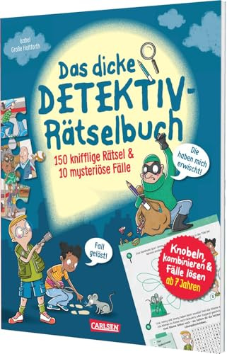 Das dicke Detektiv-Rätselbuch: 150 knifflige Rätsel und 10 mysteriöse Fälle | Logikrätsel für Jungen und Mädchen ab 7 Jahren
