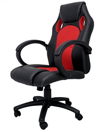 Silla de Estudio Juvenil Tipo Gaming con Asiento Mixto símil Piel-Textil y Base de Nylon. Medidas: 71cm x 64,50cm x 118-127.5cm.