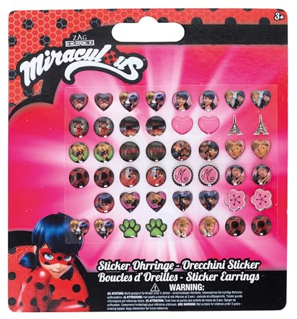 Joy Toy 65984 Miraculous Stickerohrringe Auf Backercard 13x0, 2x14 cm