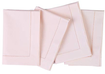 Solino Home Baumwolle Leinen Servietten Rosa,Naturstoff Hohlsaumstoff Dinner Servietten 20x20 Zoll,4er Set Stoffservietten für Frühling, Ostern, Sommer, Esszimmer,Handgefertigt und maschinenwaschbar