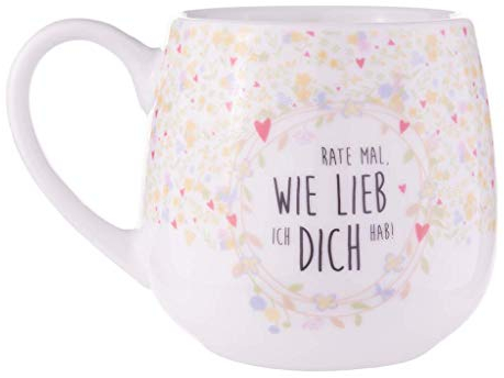 Körnitz Kuschelbecher 'Rate mal wie lieb ich Dich hab!' - Porzellan, Liebe, 420ml, Tasse