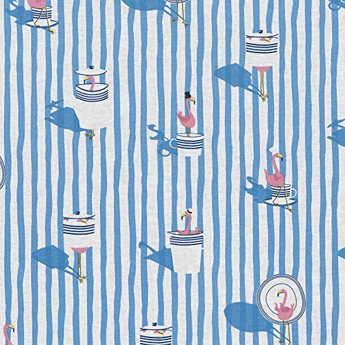 Hans-Textil-Shop Stoff Meterware Flamingo Tassen Streifen Baumwolle - 1 Meter, Taschen, Kinder, Dekoration, Vorhänge, Gardinen