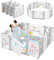 Dripex Parc Bebe Modulable, Parc Bébé Pliable 150×150CM, Parc pour Bebe Plastique en Forme Adaptable, Parcs Enfant XXL avec Panneau d'activité, Gris et Blanc
