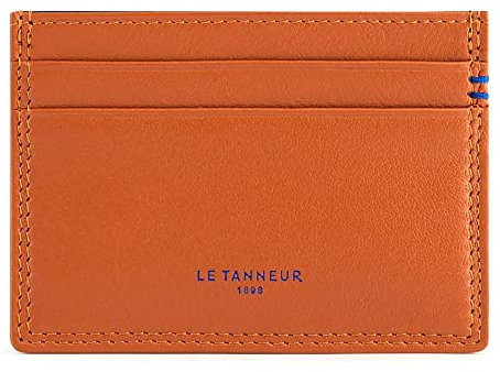 Le Tanneur, Porte-Cartes, en Cuir Lisse, Homme, Poche Plate, 4 Compartiments Cartes, Anti-RFID, Carte de crédit, Carte de Visite, Doublure Textile, Accessoire métallique Finition Canon de Fusil