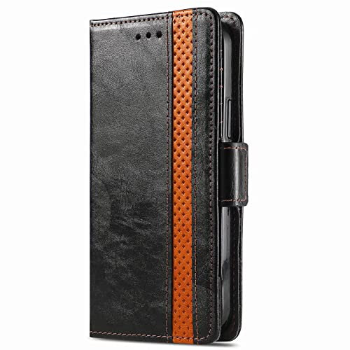 FTRONGRT Hülle für Oppo Find X5, Eingebauter Ständer, Sturzsicher, All-Inclusive-Schutz, Geeignet für Oppo Find X5 Falthandy Lederschutzhülle.Schwarz