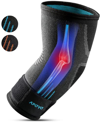 APOYO Elbow Brace for Tendonitis and Tennis Elbow, Compression Sleeve for Arthritis, Workouts, Reduce Joint Pain During Fitness Activity (Large)