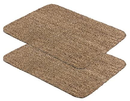 Fußmatte innen waschbar 2er Set 60x75 cm - Schmutzfangmatte Sauberlaufmatte - Fußabstreifer Baumwolle – Entra saugstark – rutschfeste Matte beige