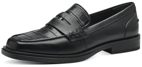 Tamaris Damen Slipper Leder; Black Croco/schwarz; 39 EU
