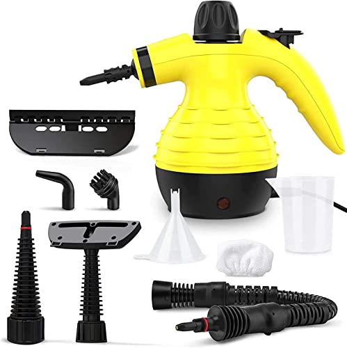 Vokot V1 Pulitore a Vapore Portatile 1000W, multiuso con 9 accessori per rimuovere macchie da pavimento, Moquette, tende, seggiolini auto, cucina, bagno e altro