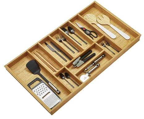 ORGA-BOX BAMBOU Range-couverts avec 11 compartiments pour tiroirs de cuisine Wellmann et Alno dans l'armoire de 100 cm