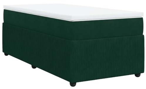 vidaXL Boxspringbett mit Matratze Dunkelgrün 90x200 cm Samt