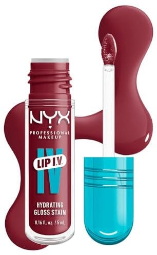 NYX Professional Makeup Feuchtigkeitsspendender Lipgloss und Lip Stain, Bis zu 12 Stunden Pflege, Lip IV Hydrating Gloss Stain, Farbe: Bubblegum Burst