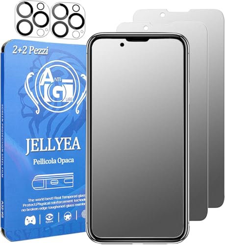 JELLYEA 4 Pack, Matte Screen Protector (2 Pack) for iPhone 14 Camera Lens Protector (2 Pack) Anti-Glare Anti-Fingerprint Case Friendly Matte Tempered Glass for Apple 14,6.1”