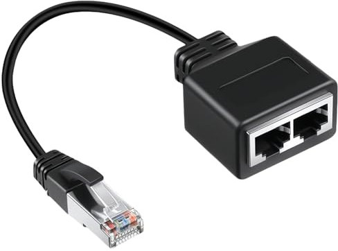 RJ45 Ethernet Cable Splitter, 1 Male to 2 Female LAN Network Adapter High Speed Internet Connector Suitable for Cat5, Cat5e, Cat6, Cat7 Cable
