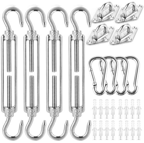 M6 Kit di Fissaggio per Tenda da Sole - Set di Fissaggio per Tenda da Sole in Acciaio Inox Resistente - Kit di Fissaggio per Tenda da Sole per Triangolo e Quadrato