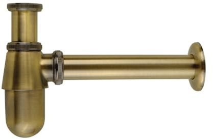 P-Trap im alten Stil, massives Messing, Wandsiphon, Flaschensiphon mit Ablaufgarnitur, Sanitärrohr FüR Waschbecken(Brushed Bronze)