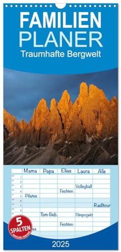Familienplaner 2025 - Traumhafte Bergwelt Kalender mit 5 Spalten (Wandkalender, 21 cm x 45 cm), CALVENDO