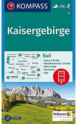 Kaisergebirge: Wanderkarte mit Aktiv Guide, Panorama, Radwegen und Skitouren. GPS-genau. 1:50000 (KOMPASS Wanderkarte, Band 9)