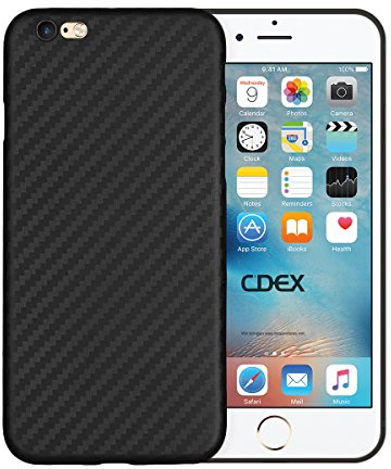 doupi UltraSlim Hülle kompatibel für iPhone 6 Plus / 6S Plus (5,5 Zoll), Carbon Fiber Look Kohlefaser Optik Ultra Dünn Handyhülle Cover Bumper Schutz Schale Hard Case Schutzhülle, schwarz