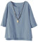 Vogstyle Donna Nuovo Tunica T-Shirt Maglietta Jacquard Top Blu 2XL
