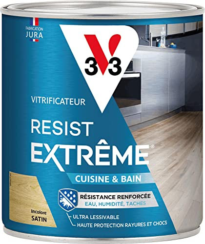 V33 Vitrificateur parquets Résist extrême cuisine & bains, Incolore satin, 0,75L