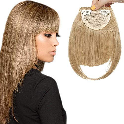 Straight Bangs Clip In On Synthetic Hair Extensions Front False Bang Fringe Hair Piece - Ash Blonde