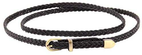 Cintura da donna intrecciata, in tessuto sottile, cintura per vestito. Nero Etichettalia unica