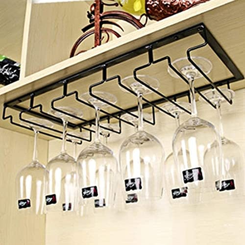 LINONI Porte-Verres Suspendu - Support de Verre à Vin avec 5 Rails pour 10-15 Verres, 50 x 22,5 x 5,5 cm