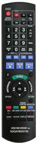 FOXRMT Replacement Panasonic DVD Remote Control N2QAYB000780 for HDD Recorder/DVD/Blu-ray Player DMR-HWT230EB DMR-HW120EBK DMR-HWT130EB, No Setup Required