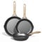 JEETEE Induzione Set Padelle Antiaderente 3 Pezzi 20,24,28cm, Granito-Antiaderente Rivestimento, Ghisa di Alluminio, Maniglia in bachelite, Compatibile Tutti Fornelli y Induzione, Senza PFOA, Grigio