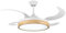 UNIVERSALBLUE Ventilador de Techo Blanco y Madera con Luz LED | Ventilador WIFI Silencioso | Aspas Retráctiles | Control Móvil y Mando | Motor DC Silencioso