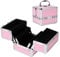 Holdfiturn Makeup Box 4 Fold Trays Aluminium with Compartment Large Capacity Vanity Cosmetic Organizer Nail Box for Jewelry Cosmetics Accessories Jewellery Nail Polish Lockable with Keys (Pink)