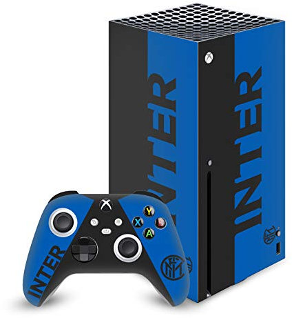 Head Case Designs Licenza Ufficiale Inter Milan Blu E Nero Logo Pieno Vinile Sticker Gaming Pelle Adesivo Compatibile con Xbox Series X Console And Controller Bundle