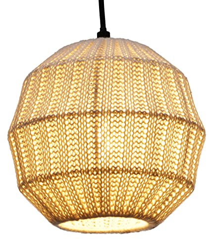 GURU SHOP Moderne Deckenleuchte aus Gestrickter Baumwolle Modell - Wakasa, 18x20x20 cm