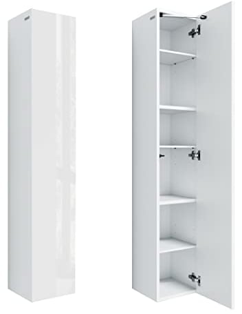 PLATAN ROOM Hängeschrank 105/160 cm hoch Wandschrank für Wohnzimmer Vitrinenschrank Hochschrank in Matt oder Hochglanz (Weiß Matt/Weiß Hochglanz, 160 x 30 x 32)