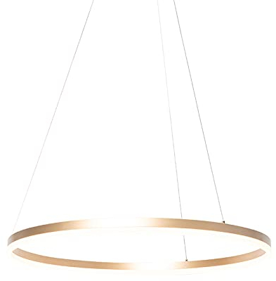 QAZQA - Design Ring Pendelleuchte I Pendellampe I Hängelampe I Pendellampe I Pendelleuchte I Lampe I Leuchte Gold I Messing 80 cm inkl. LED und Dimmer - Anello Dimmer I Dimmbar I Wohnzimmer I Schlafzi