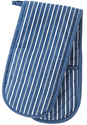 Eddingtons Smithfield Butcher's Stripe Double Oven Glove - Blue