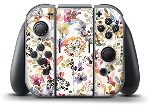 DeinDesign Skin kompatibel mit Nintendo Switch Controller Folie Sticker Blume Muster Pastell