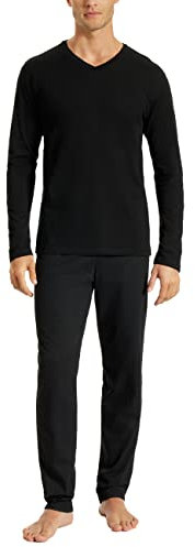 Uncover by Schiesser Herren Pyjamas Schlafanzug lang, Schwarz, 54 EU