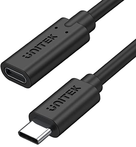 UNITEK C14086BK-0.5M | Full-Featured USB-C Extension Cable with 4K @ 60Hz, 100W Power Delivery and 10Gbps Data (USB 3.2 Gen2) | Length: 0.5 m | Colour: Black