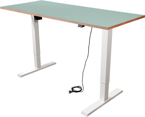 Imstande - höhenverstellbarer Schreibtisch I smart I Tischgestell elektrisch höhenverstellbar von 73-123cm, weiß mit Tischplatte Aquavert türkis 160 x 80cm